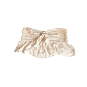 American Eagle White Crochet Tie tube Top Smocked Indie Boho Coquette M